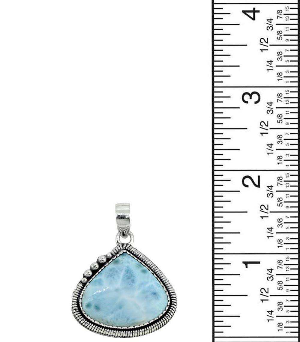 Natural Larimar Solid 925 Sterling Silver Pendant 1 3/4" - YoTreasure