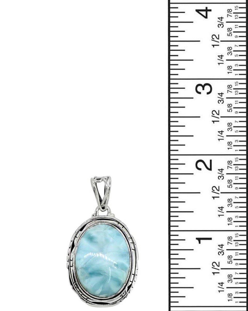 Natural Larimar Solid 925 Sterling Silver Pendant 1 3/4" - YoTreasure