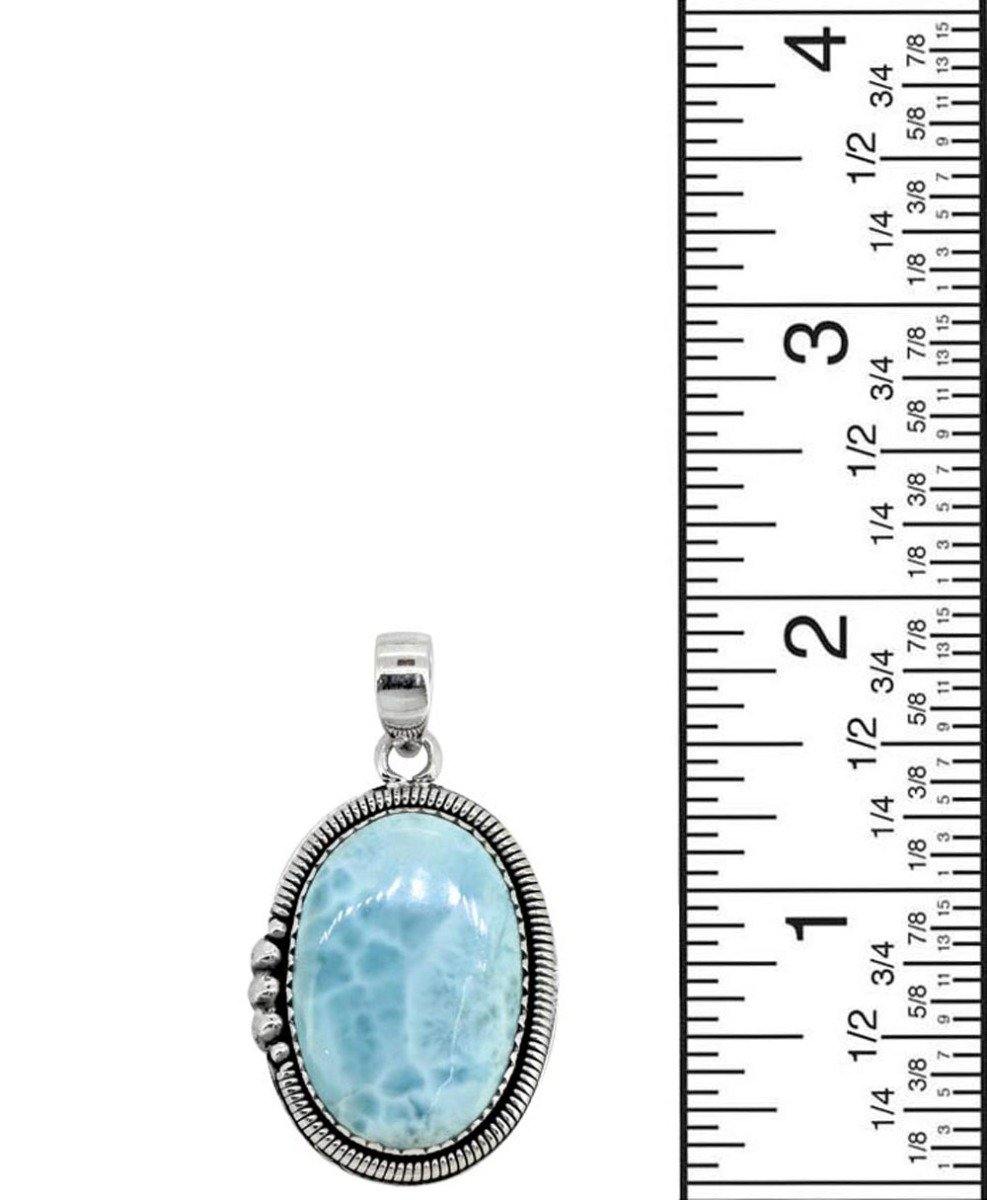 Natural Larimar Solid 925 Sterling Silver Pendant 2" - YoTreasure