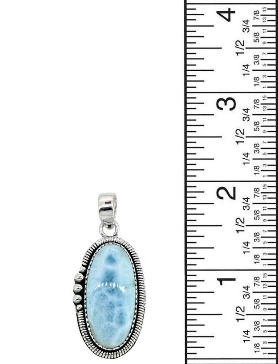 Natural Larimar Solid 925 Sterling Silver Pendant 2" - YoTreasure