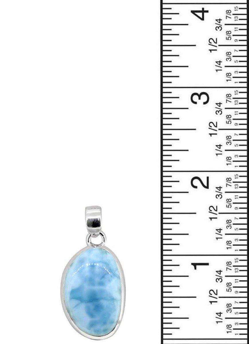 Natural Larimar Solid 925 Sterling Silver Pendant 1 3/4" - YoTreasure