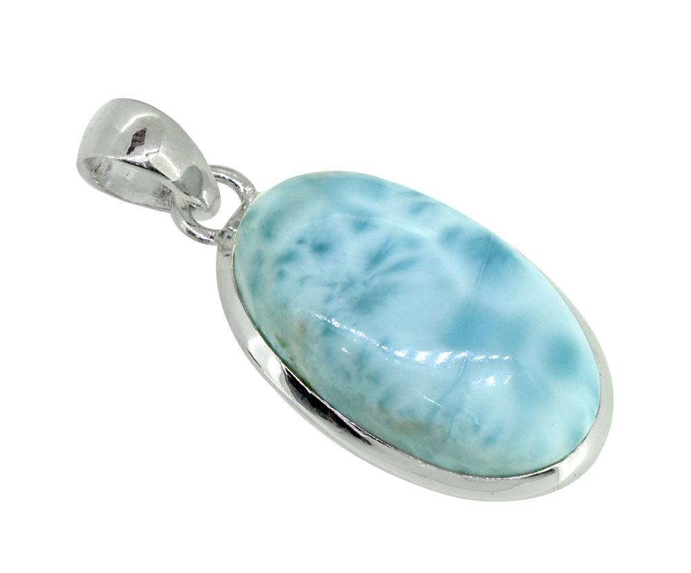 Natural Larimar Solid 925 Sterling Silver Pendant Silver Jewelry 1 3/4" - YoTreasure