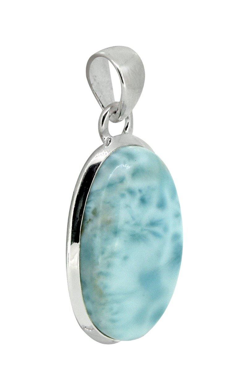 Natural Larimar Solid 925 Sterling Silver Pendant Silver Jewelry 1 3/4" - YoTreasure