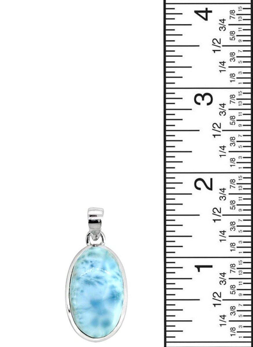 Natural Larimar Solid 925 Sterling Silver Pendant Silver Jewelry 1 3/4" - YoTreasure