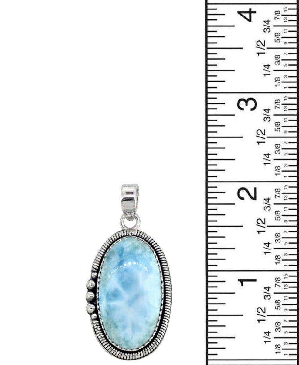 Natural Larimar Solid 925 Sterling Silver Pendant 2" - YoTreasure