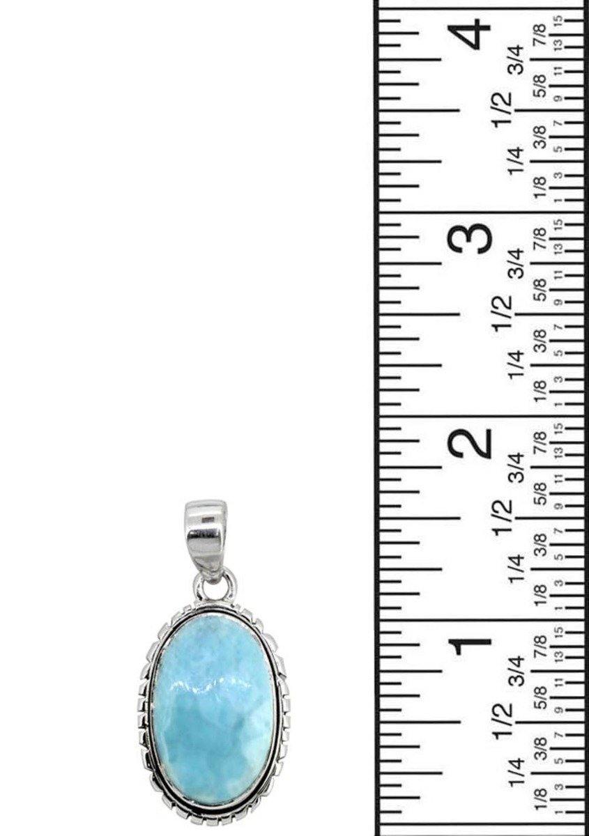 Natural Larimar Solid 925 Sterling Silver Pendant Silver Jewelry 1 3/4" - YoTreasure