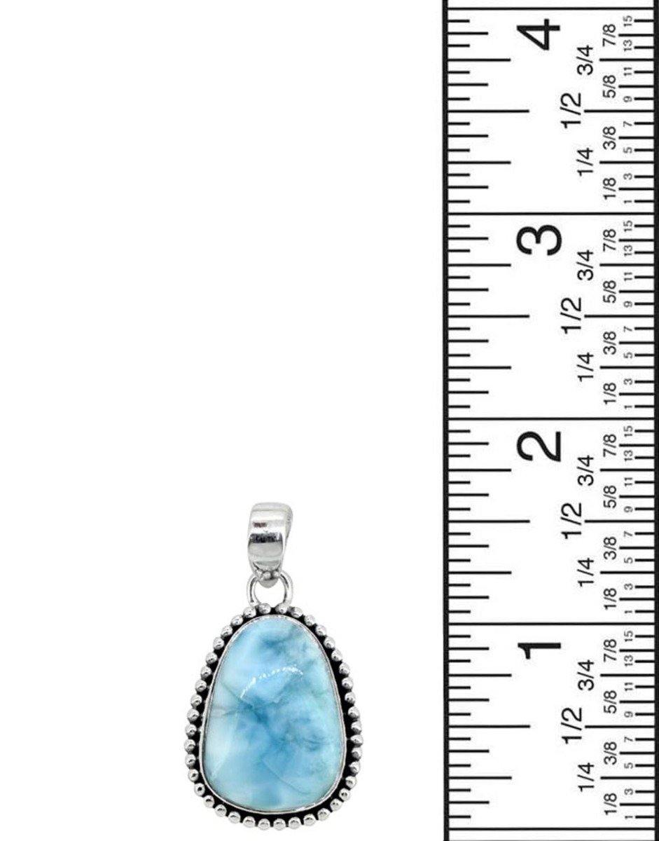 Natural Larimar Solid 925 Sterling Silver Pendant 1 3/4" - YoTreasure