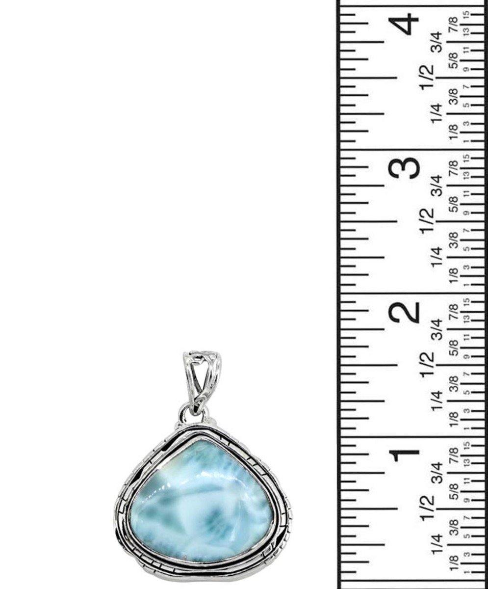 Natural Larimar Solid 925 Sterling Silver Pendant 1 3/4" - YoTreasure