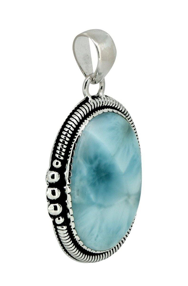 Natural Larimar Solid 925 Sterling Silver Pendant 2" - YoTreasure