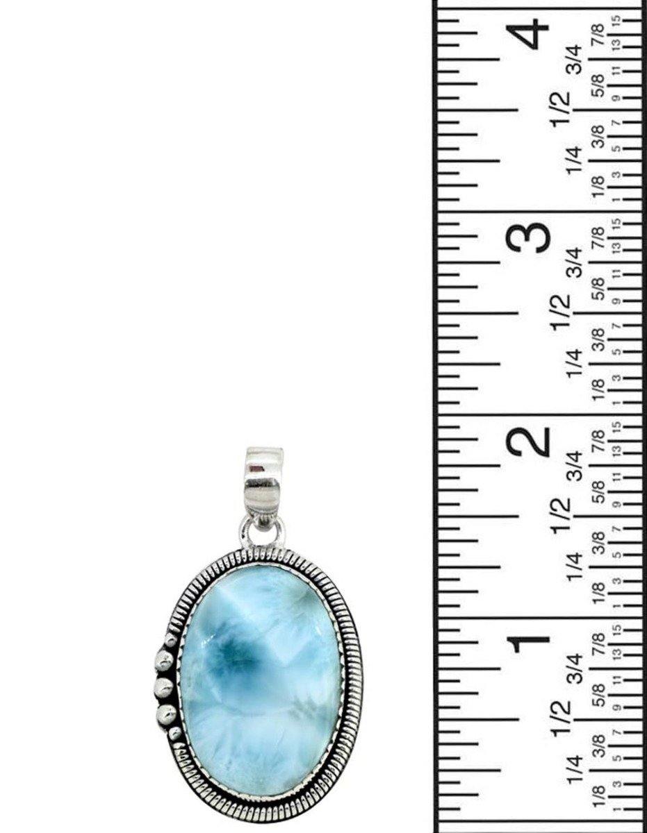 Natural Larimar Solid 925 Sterling Silver Pendant 2" - YoTreasure