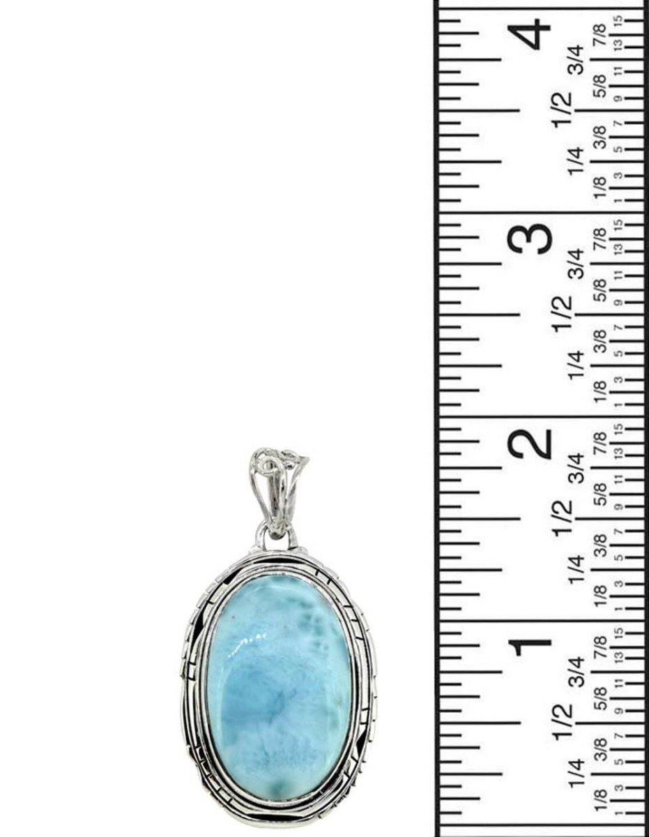 Natural Larimar Solid 925 Sterling Silver Pendant 2" - YoTreasure