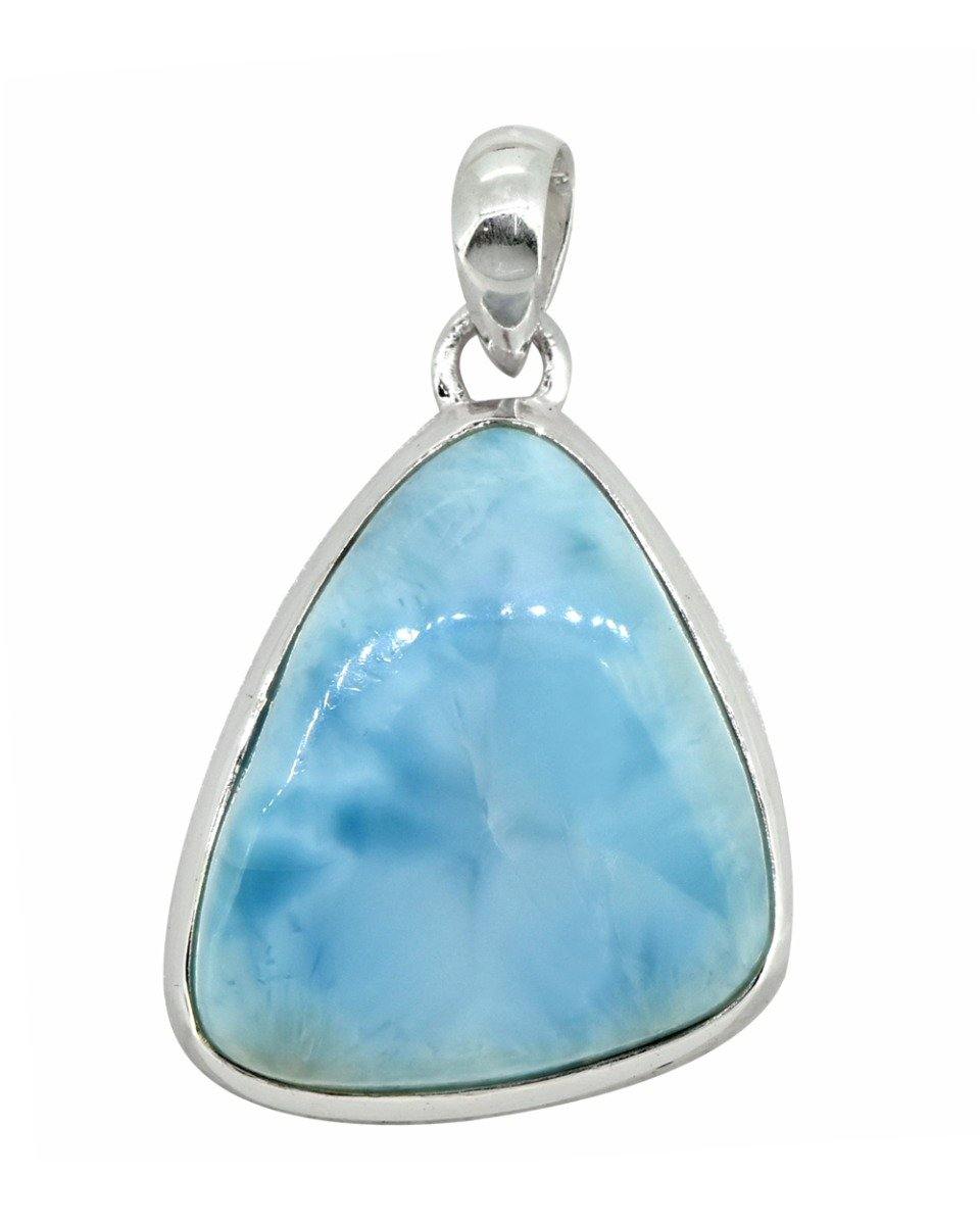 Natural Larimar Solid 925 Sterling Silver Pendant  1 3/4" - YoTreasure