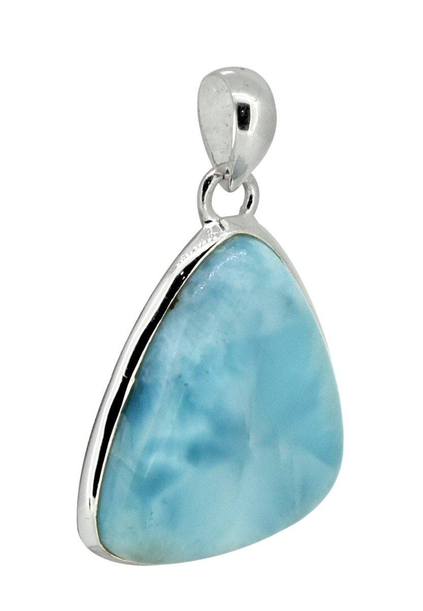 Natural Larimar Solid 925 Sterling Silver Pendant  1 3/4" - YoTreasure