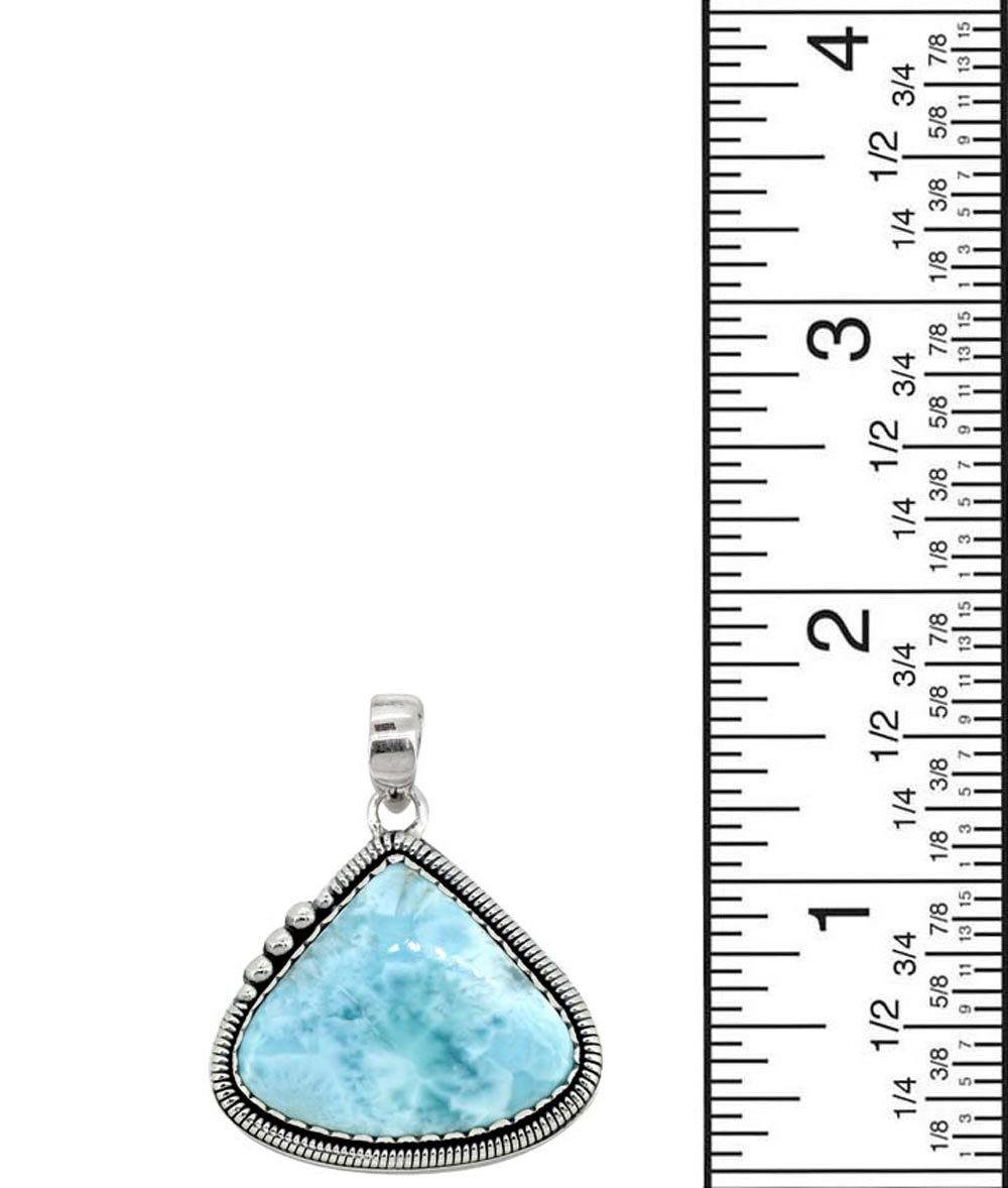 Natural Larimar Solid 925 Sterling Silver Pendant 1 3/4" - YoTreasure
