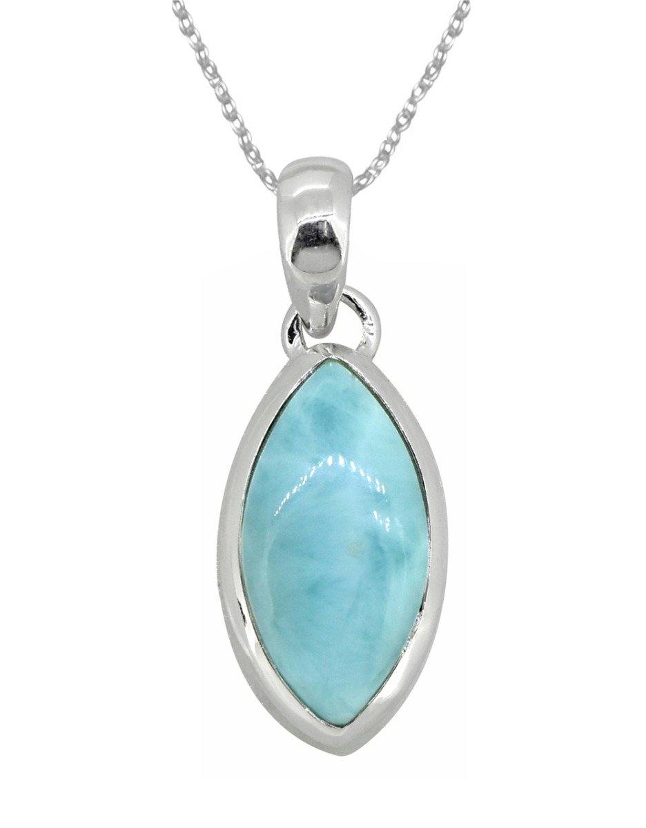 Natural Larimar Solid 925 Sterling Silver Pendant Silver Jewelry 1 1/2" - YoTreasure