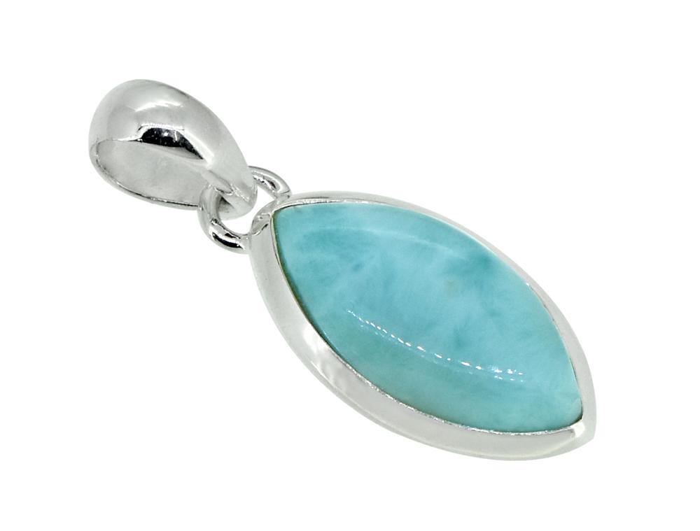 Natural Larimar Solid 925 Sterling Silver Pendant Silver Jewelry 1 1/2" - YoTreasure