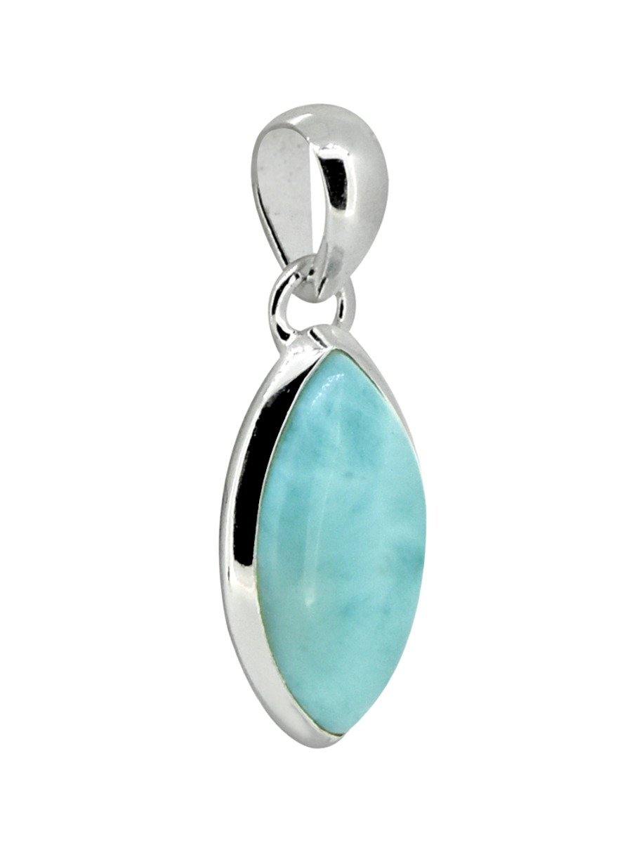 Natural Larimar Solid 925 Sterling Silver Pendant Silver Jewelry 1 1/2" - YoTreasure