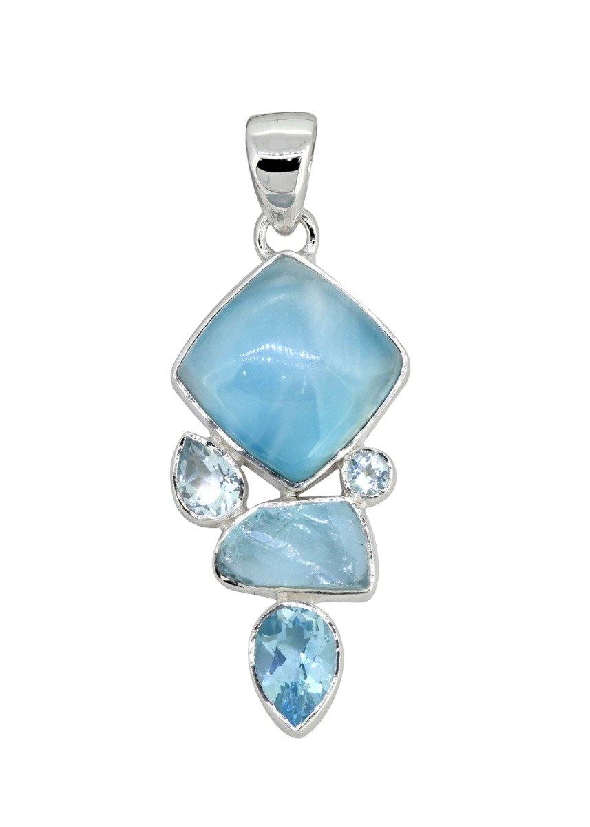 Larimar Solid 925 Sterling Silver Chain Pendant Necklace - YoTreasure