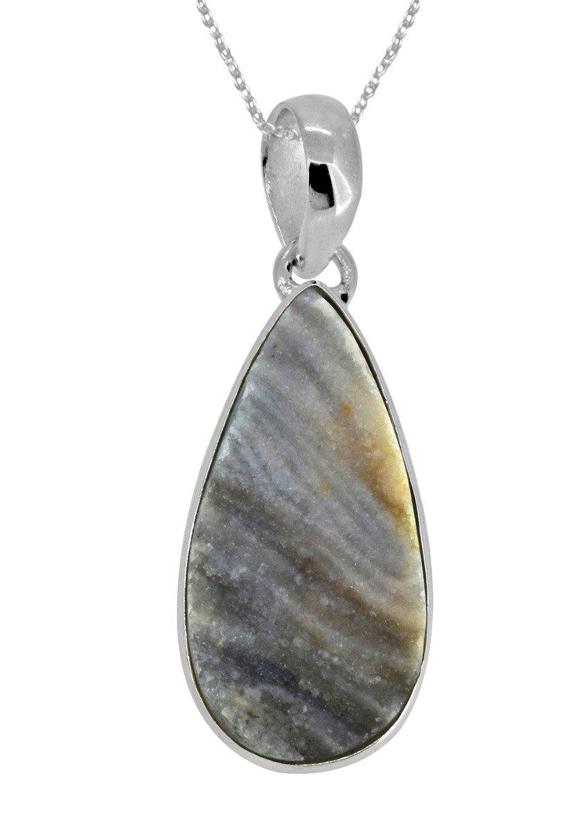 1.69" Desert Druzy Quartz Solid 925 Sterling Silver Chain Pendant Jewelry - YoTreasure