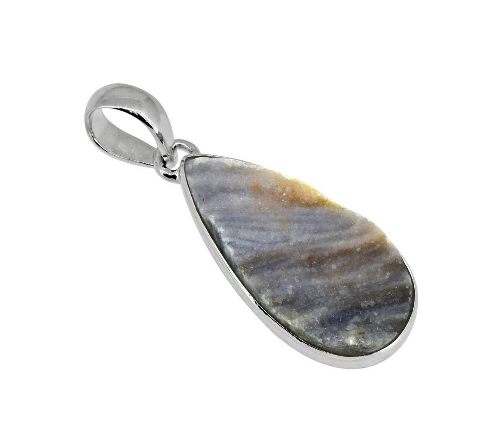 1.69" Desert Druzy Quartz Solid 925 Sterling Silver Chain Pendant Jewelry - YoTreasure