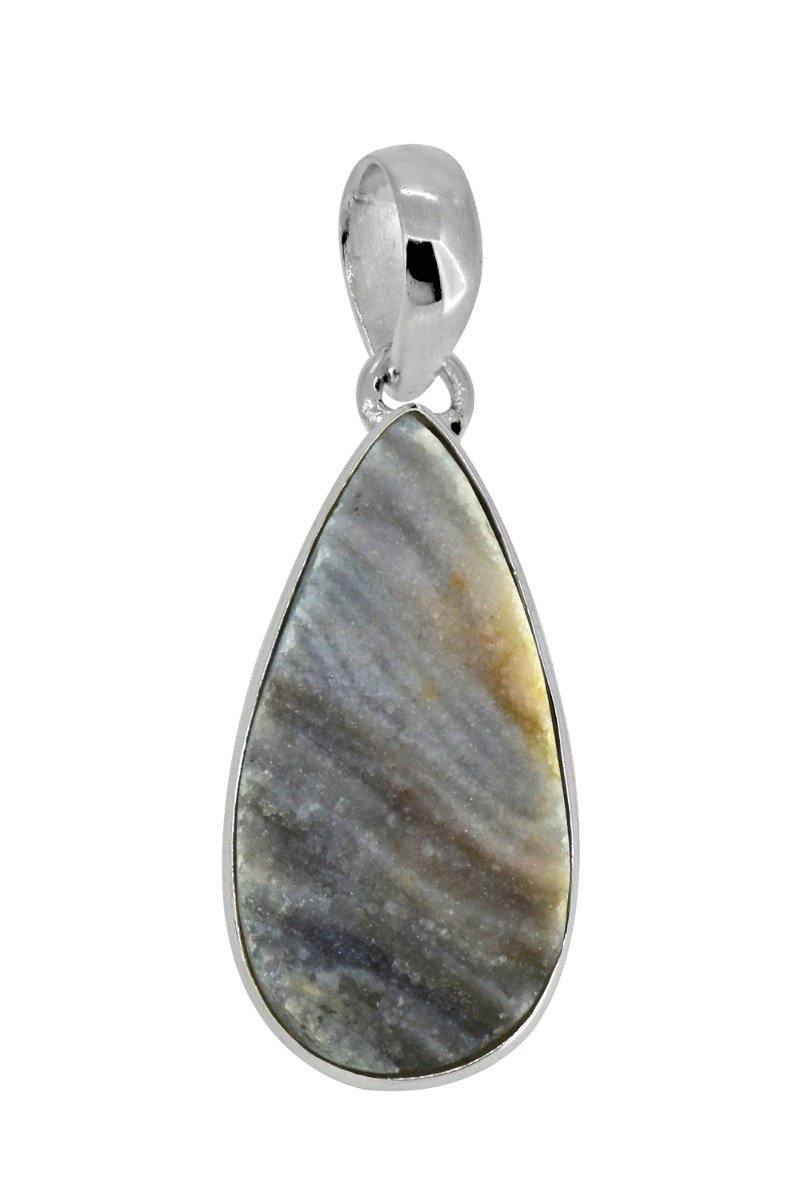 1.69" Desert Druzy Quartz Solid 925 Sterling Silver Chain Pendant Jewelry - YoTreasure