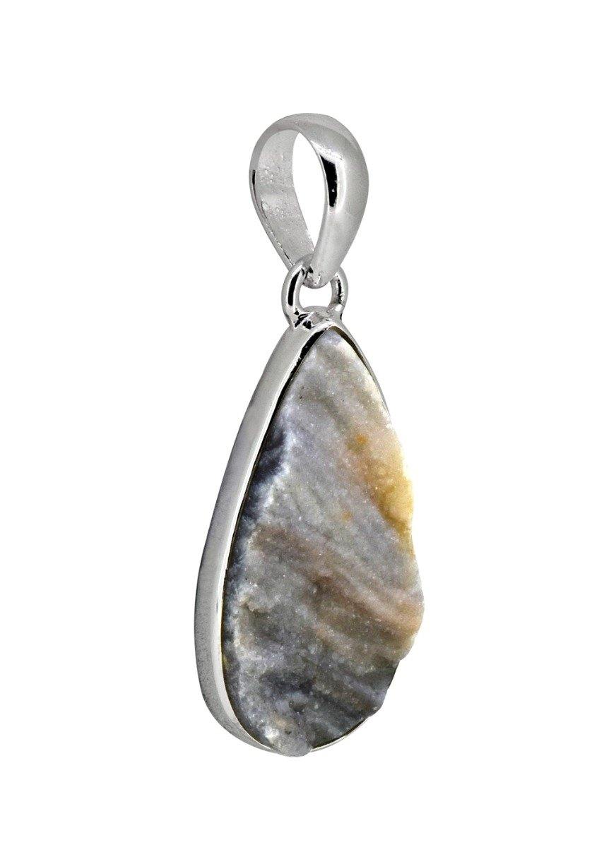 1.69" Desert Druzy Quartz Solid 925 Sterling Silver Chain Pendant Jewelry - YoTreasure