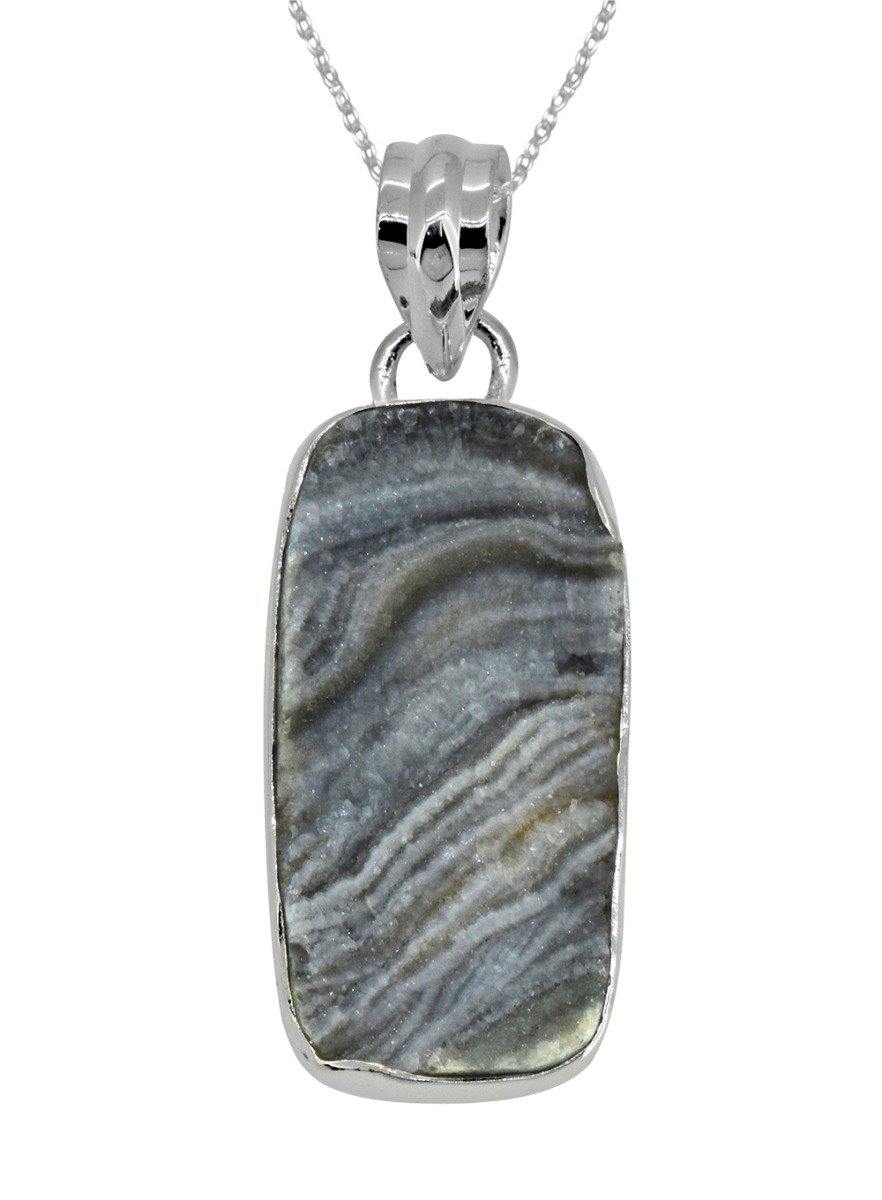 1.69" Desert Druzy Quartz Solid 925 Sterling Silver Chain Pendant Jewelry - YoTreasure