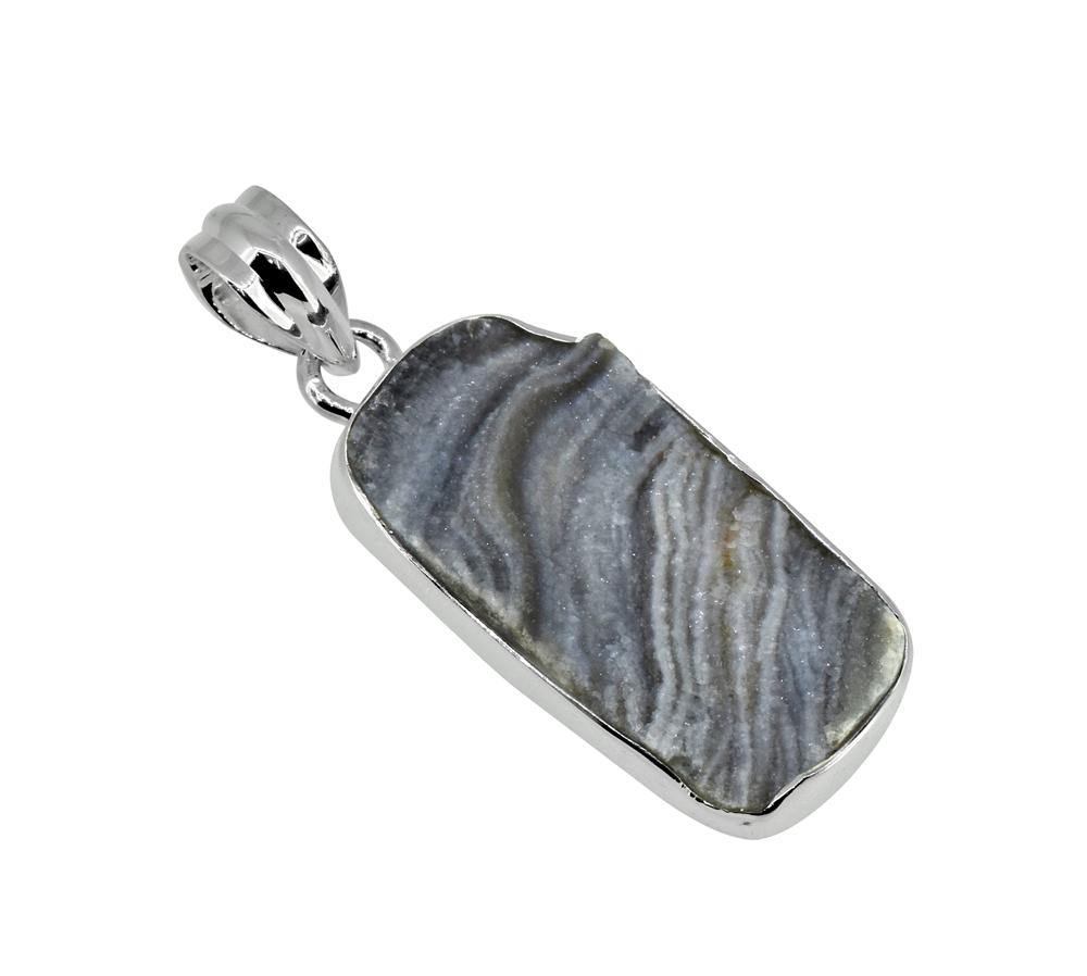 1.69" Desert Druzy Quartz Solid 925 Sterling Silver Chain Pendant Jewelry - YoTreasure