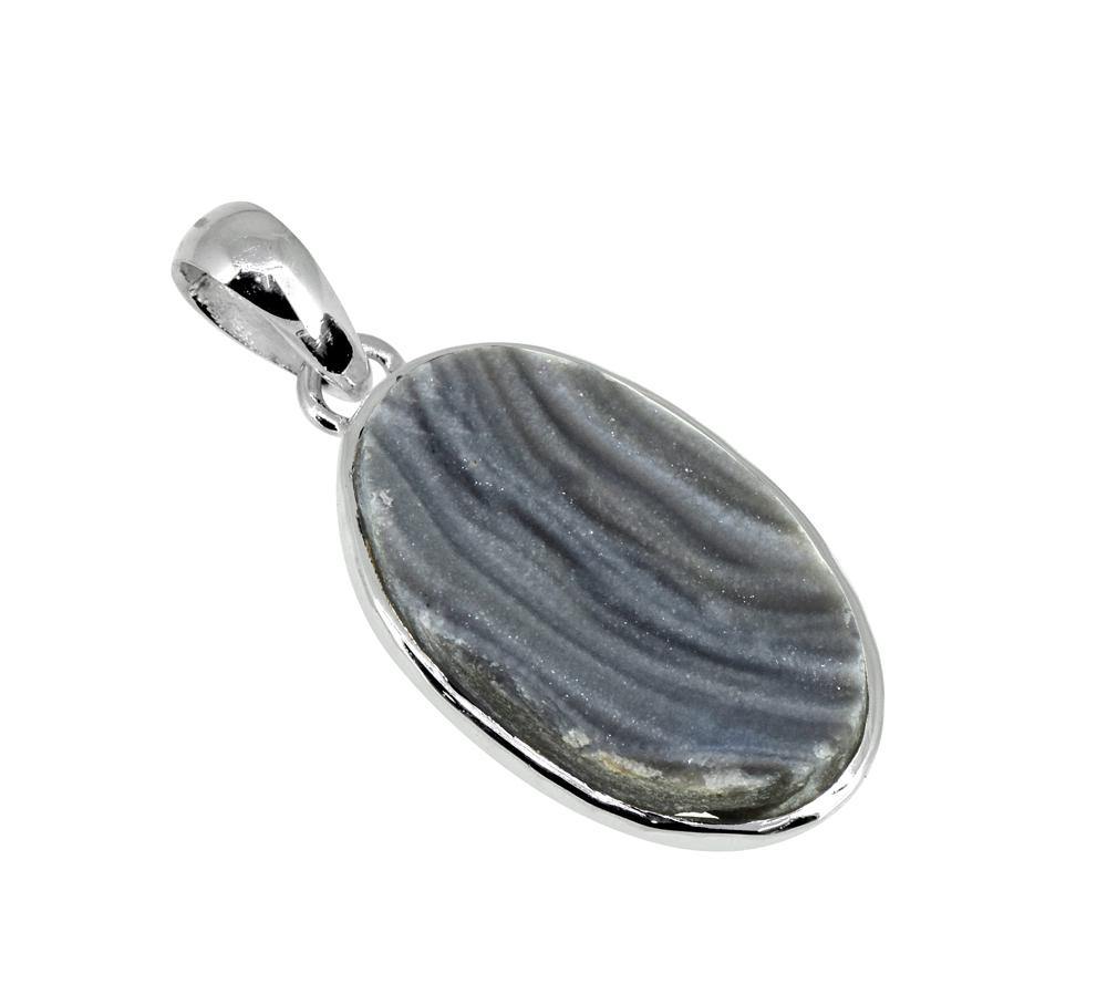 1.69" Desert Druzy Quartz Solid 925 Sterling Silver Chain Pendant Jewelry - YoTreasure