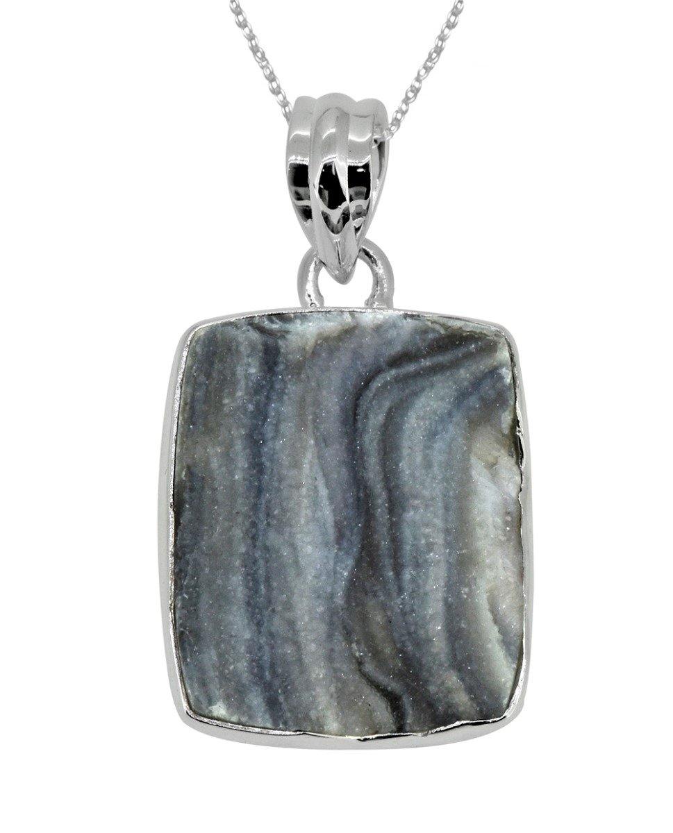 1.50" Desert Druzy Quartz Solid 925 Sterling Silver Chain Pendant Jewelry - YoTreasure