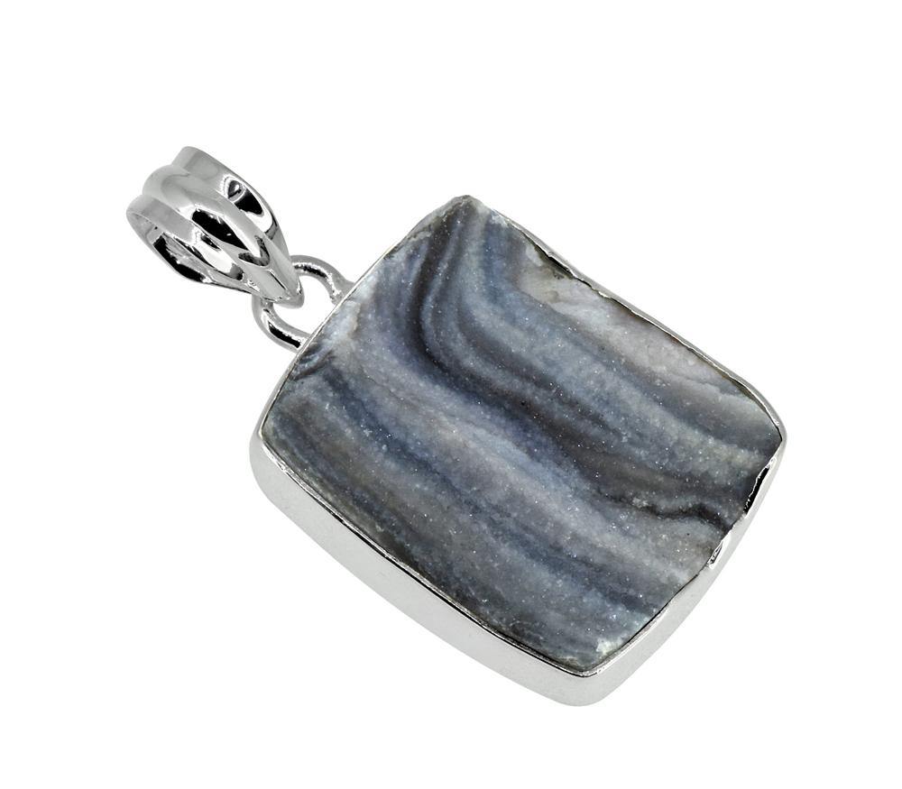 1.50" Desert Druzy Quartz Solid 925 Sterling Silver Chain Pendant Jewelry - YoTreasure