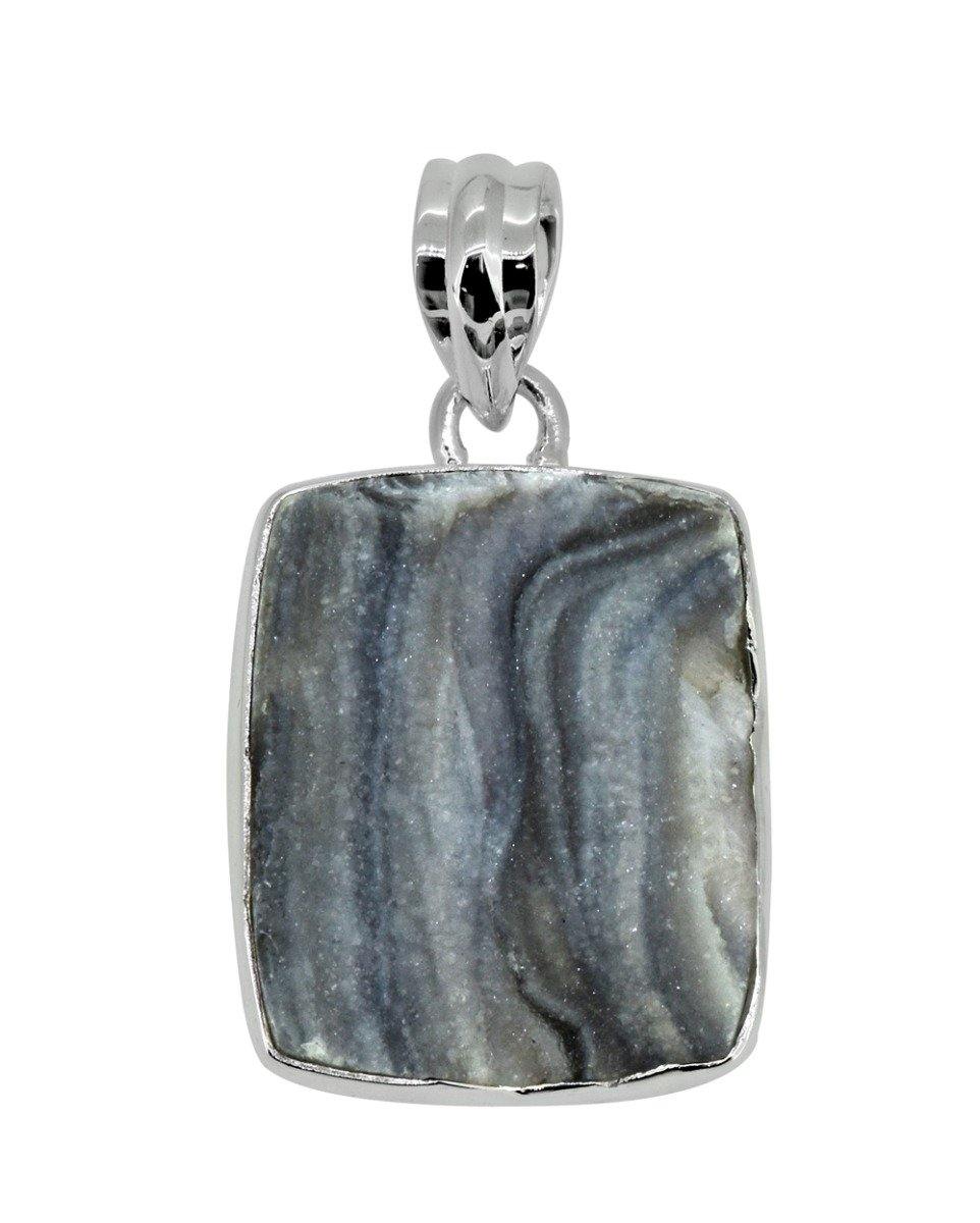 1.50" Desert Druzy Quartz Solid 925 Sterling Silver Chain Pendant Jewelry - YoTreasure