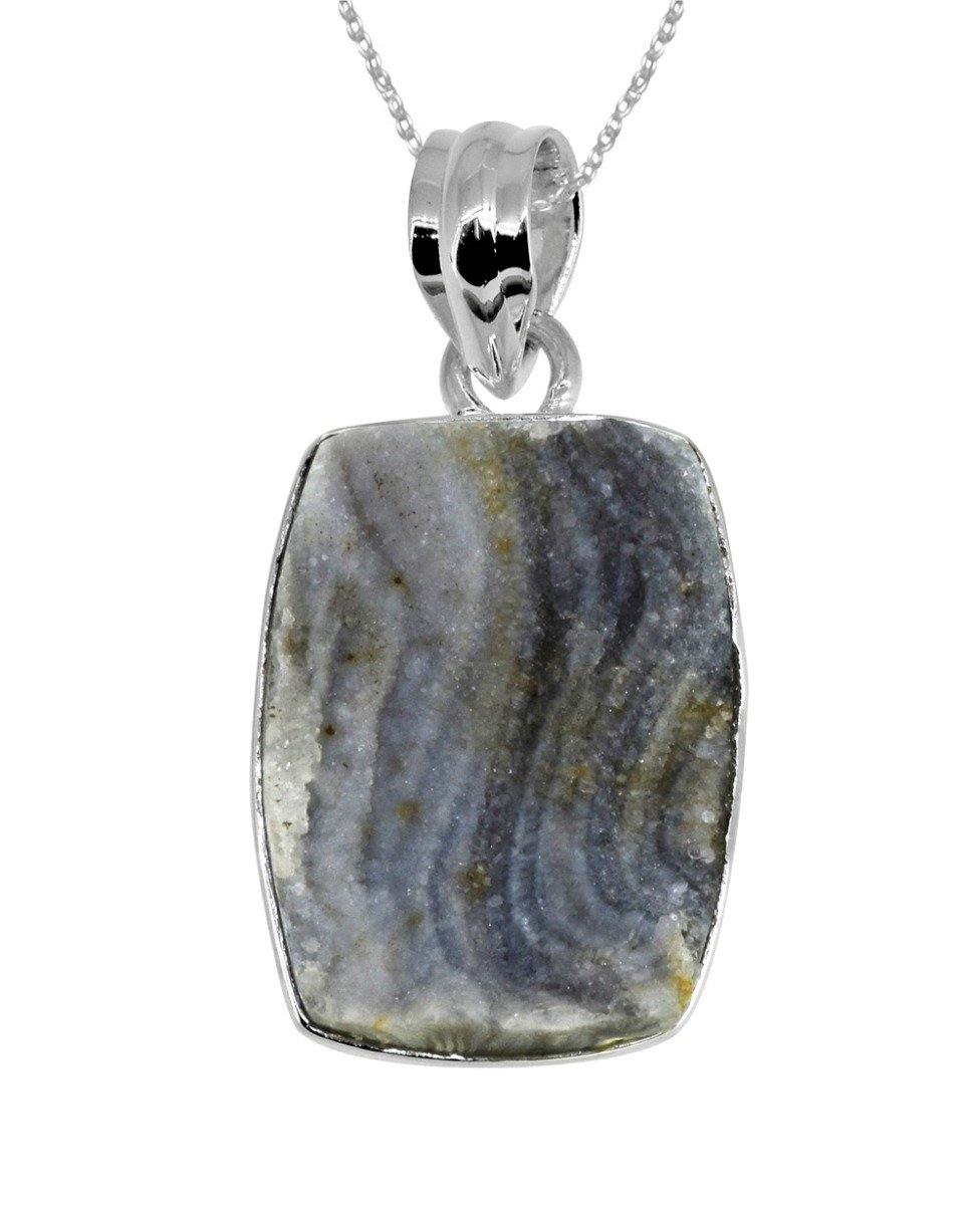 1.50" Desert Druzy Solid 925 Sterling Silver Chain Pendant Jewelry - YoTreasure