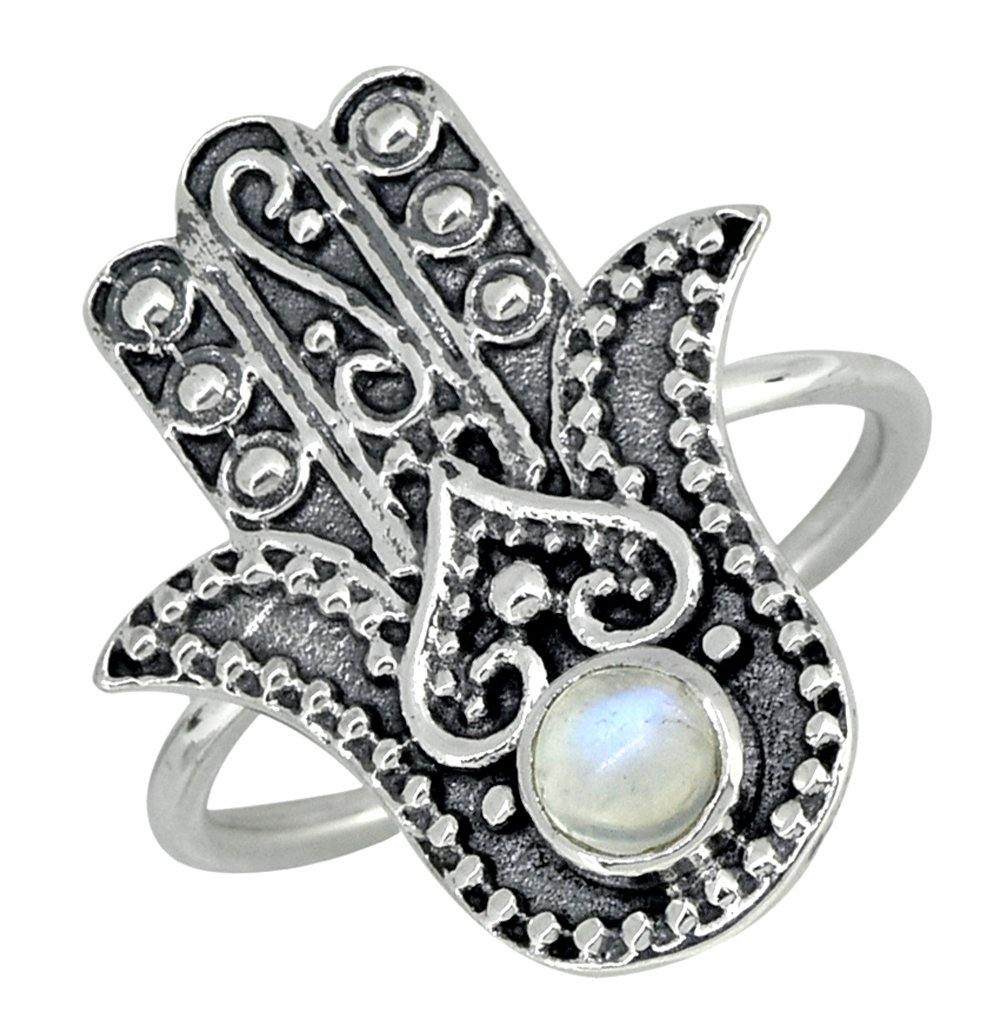 Rainbow Moonstone Ring Solid 925 Sterling Silver Gemstone Jewelry - YoTreasure