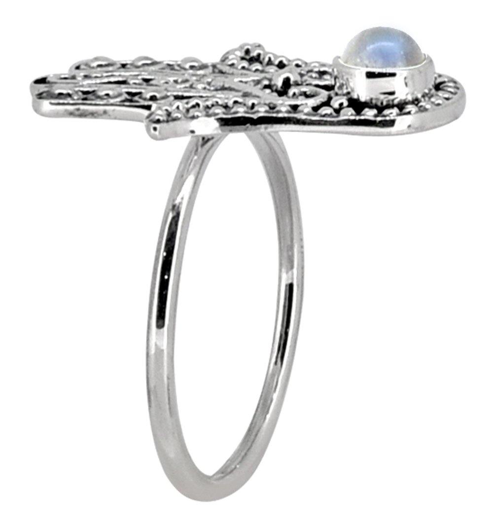 Rainbow Moonstone Ring Solid 925 Sterling Silver Gemstone Jewelry - YoTreasure
