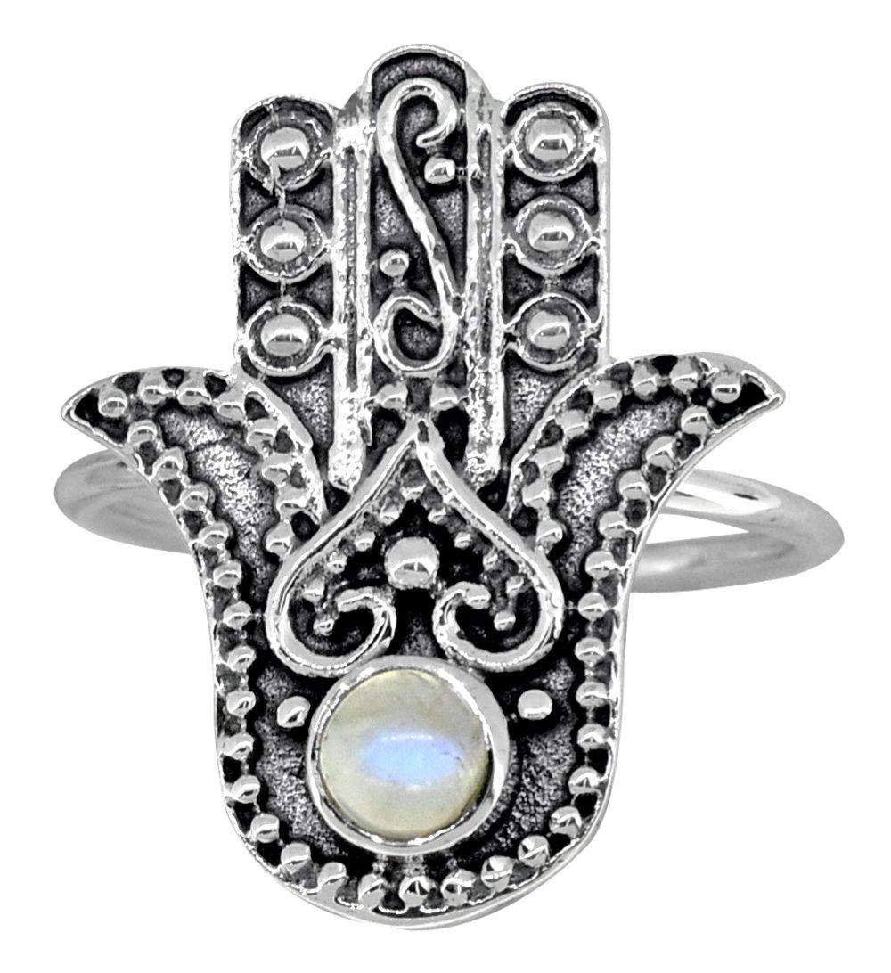 Rainbow Moonstone Ring Solid 925 Sterling Silver Gemstone Jewelry - YoTreasure
