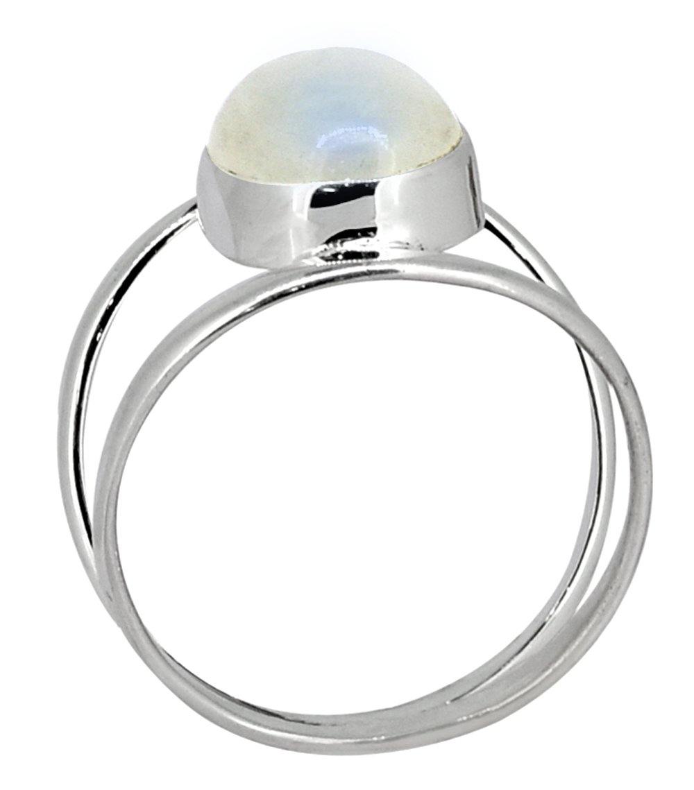 Rainbow Moonstone Solid 925 Sterling Silver Bypass Ring Jewelry - YoTreasure