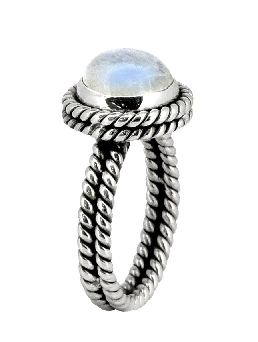 Rainbow Moonstone Solid 925 Sterling Silver Ring Jewelry - YoTreasure