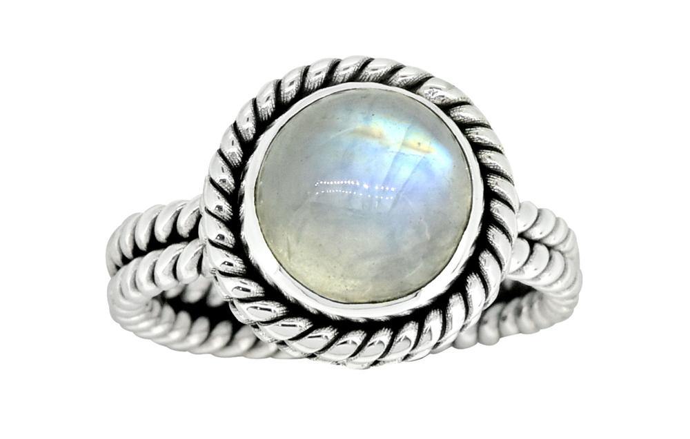 Rainbow Moonstone Solid 925 Sterling Silver Ring Jewelry - YoTreasure