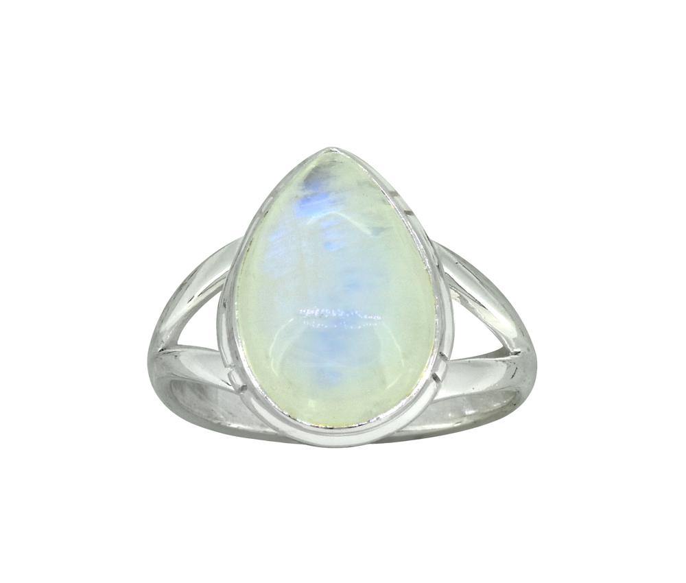 Moonstone Solid 925 Sterling Silver Teardrop Gemstone Ring - YoTreasure