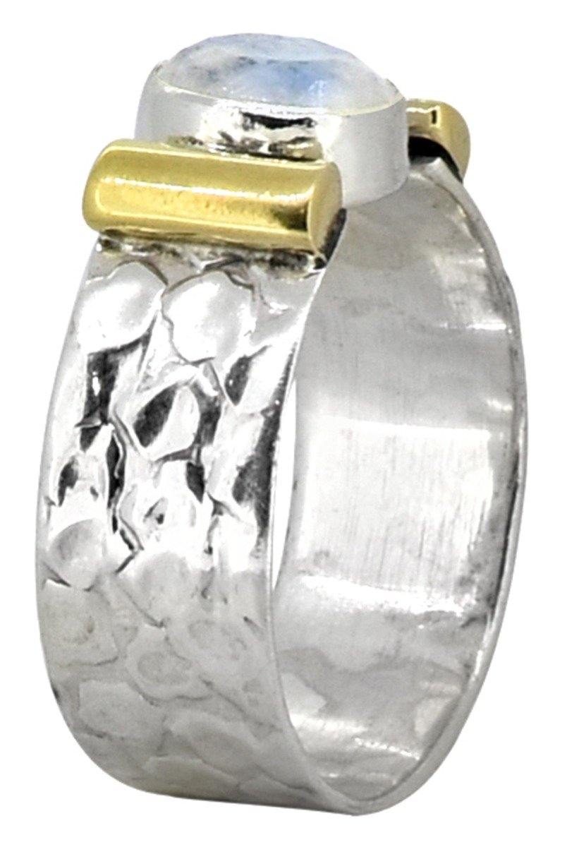 Rainbow Moonstone Ring Solid 925 Sterling Silver Brass Gemstone Jewelry - YoTreasure