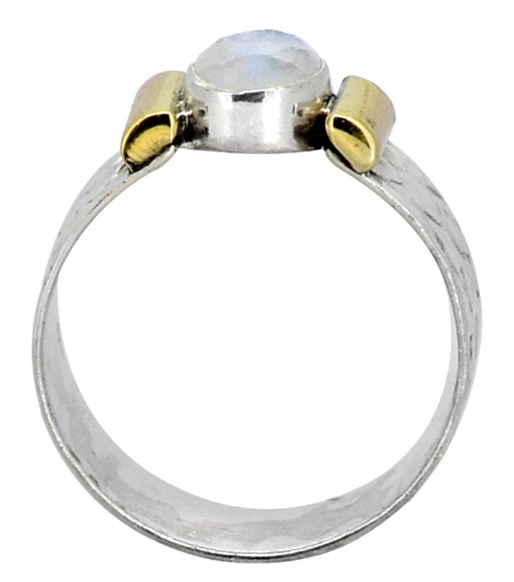 Rainbow Moonstone Ring Solid 925 Sterling Silver Brass Gemstone Jewelry - YoTreasure