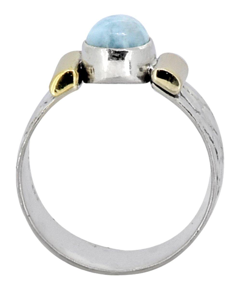 Natural Larimar Ring Solid 925 Sterling Silver Brass Gemstone Jewelry - YoTreasure