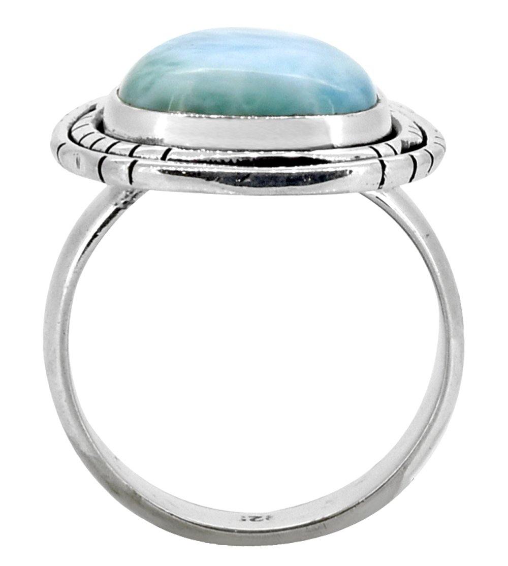 Natural Larimar Solid 925 Sterling Silver Ring Jewelry - YoTreasure