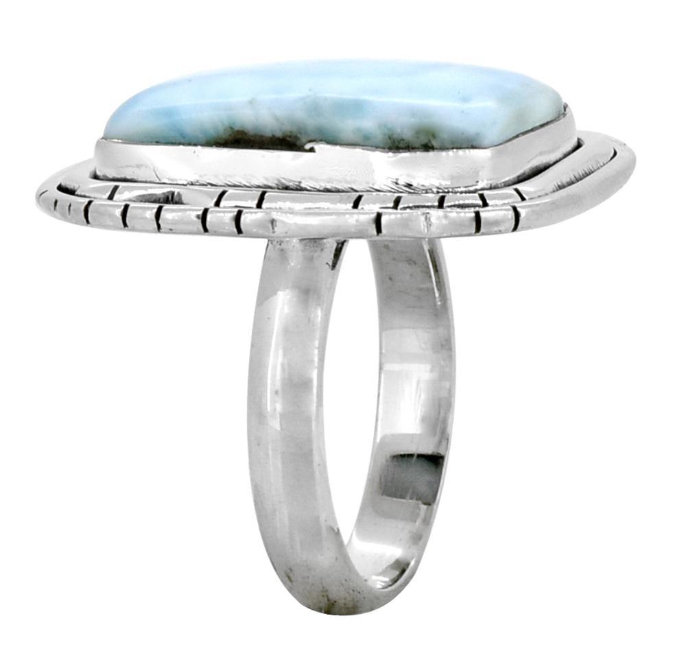 Natural Larimar Solid 925 Sterling Silver Ring Jewelry - YoTreasure