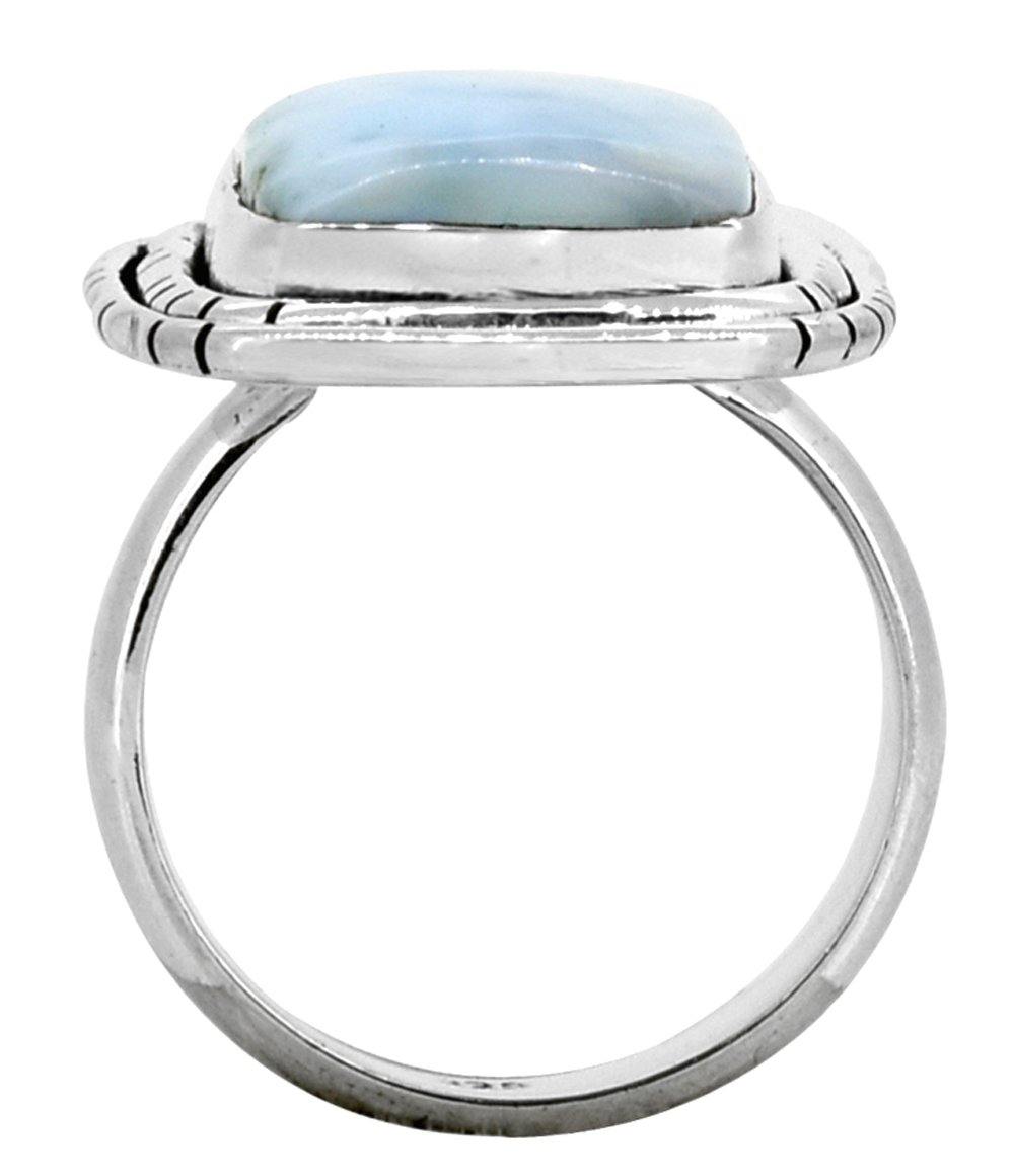 Natural Larimar Solid 925 Sterling Silver Ring Jewelry - YoTreasure