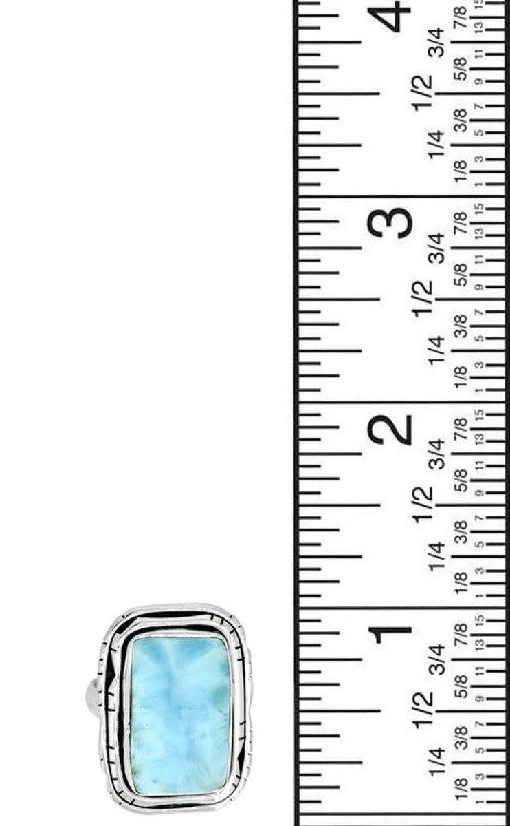 Natural Larimar Solid 925 Sterling Silver Ring Jewelry - YoTreasure
