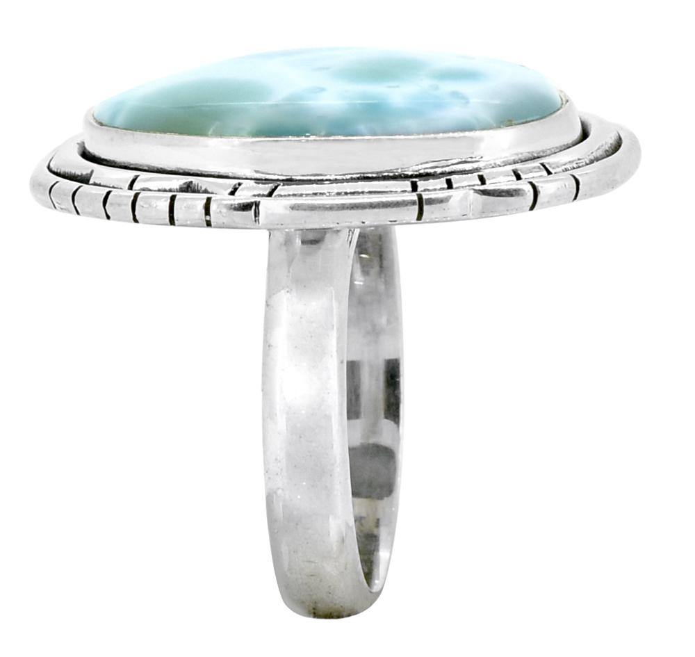 Natural Larimar Solid 925 Sterling Silver Ring - YoTreasure