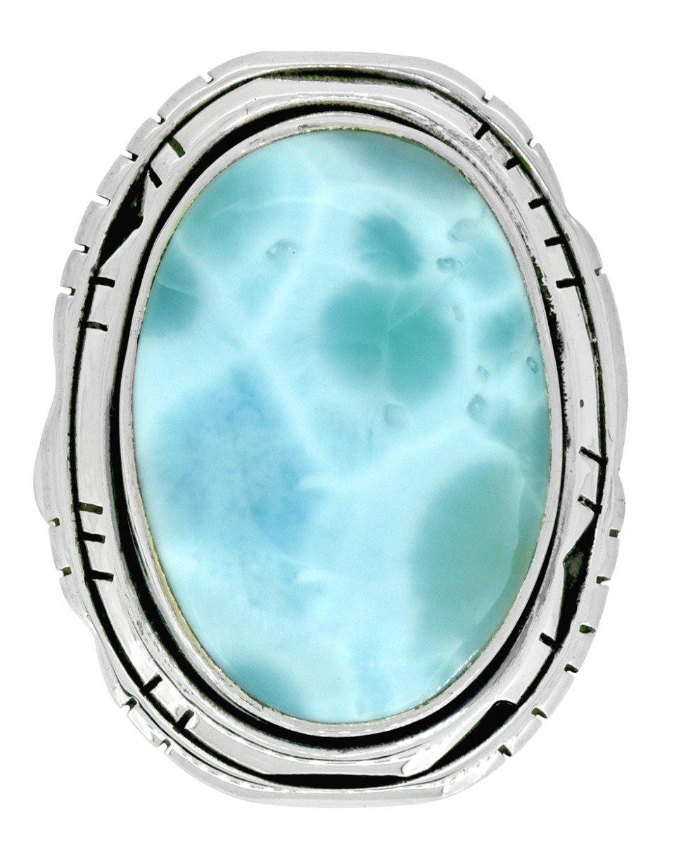 Natural Larimar Solid 925 Sterling Silver Ring - YoTreasure
