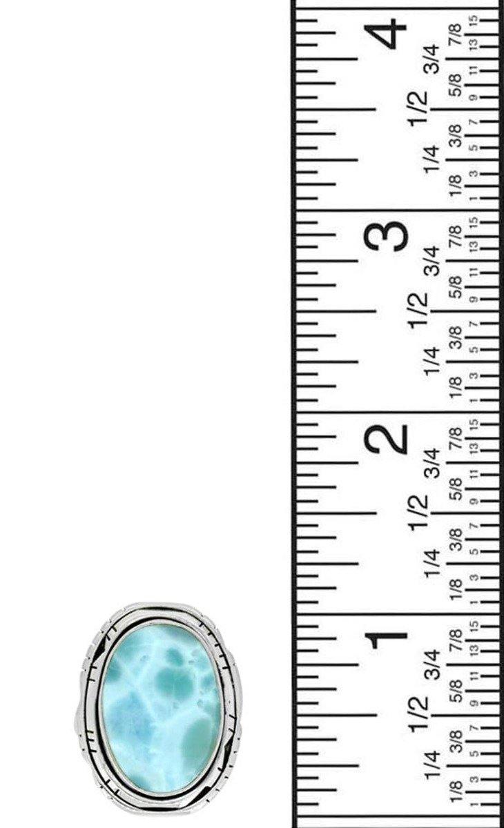 Natural Larimar Solid 925 Sterling Silver Ring - YoTreasure